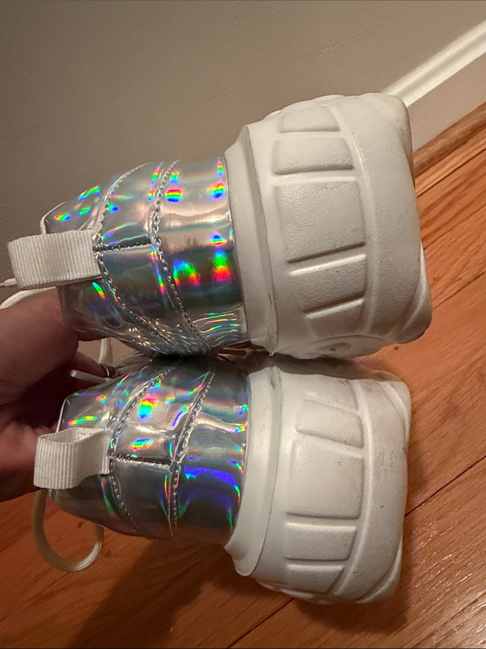 Women's Holographic Platform Sneakers in Silver - Picture 4 of 5